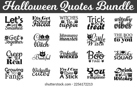Paquete de citas de Halloween, archivos de corte feliz, archivos eps, un paquete SVG atemorizante, citas de Halloween paquetes de archivos de cortes SVG,