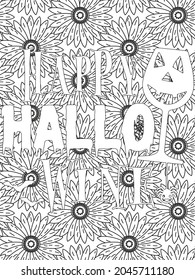 Halloween quotes coloring pages design .inspirational words coloring book pages design.