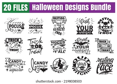 Halloween Quotes svg Bundle. Quotes about Halloween, Halloween cut files Bundle of 15 svg eps Files for Cutting Machines Cameo Cricut, Halloween Quotes