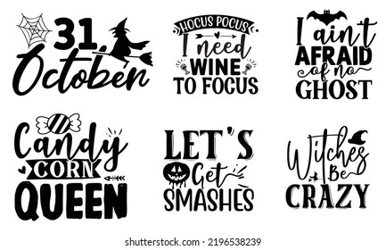 Halloween quotes SVG cut files bundle, Halloween quotes t shirt designs bundle