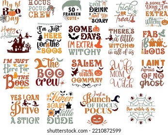 Halloween quotes vector bundle, cut files collection, t-shirt designs bundle, quotes about funny, happy art