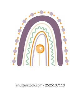 Halloween rainbow abstract shape, simple hand drawn silhouette illustration in trendy pastel colors, minimalist concept perfect for celebration decor, cards, banners, posters, textile, papercraft