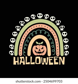 Halloween Rainbow Pumpkin T shirt Design