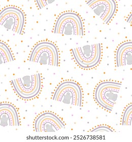 Patrón inconsútil del arco iris de Halloween, ilustración simple de la repetición dibujada a mano en colores pastel de moda, concepto minimalista perfecto para la materia textil, decoración de la celebración, tarjetas, papel del regalo, papercraft