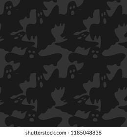 Halloween random creepy smile ghost seamless pattern. vector illustration for fashion textile print and wrapping with festive design.