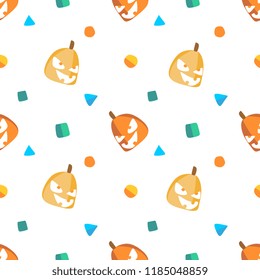 Halloween random dropping pumpkin ghost seamless pattern. vector illustration for fashion textile print and wrapping with festive design.