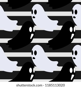 Halloween random flying ghost seamless pattern. vector illustration for fashion textile print and wrapping with festive design.