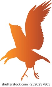 Halloween Raven Silhouette with Colorful Design. Vector Illustration