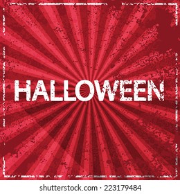 Halloween rays grunge red background, vector illustration 