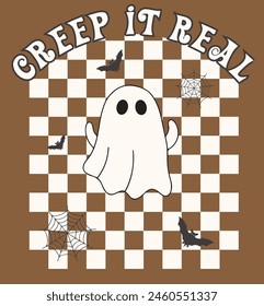 Halloween Real Ghost Retro, Creep it Real, illustration, high resolution.