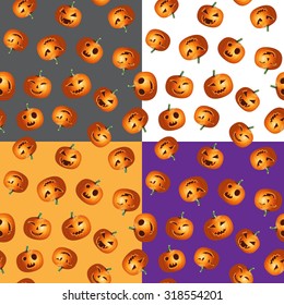 Halloween realistic colorful pumpkin vector seamless pattern