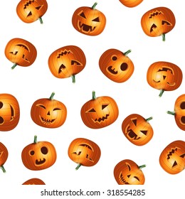 Halloween realistic colorful pumpkin vector seamless pattern