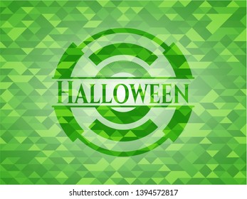 Halloween realistic green mosaic emblem. Vector Illustration. Detailed.