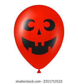 Halloween red balloon illustration with scary and funny face