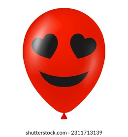 Halloween red balloon illustration with scary and funny face