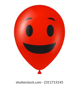 Halloween red balloon illustration with scary and funny face