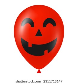 Halloween red balloon illustration with scary and funny face