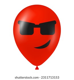 Halloween red balloon illustration with scary and funny face