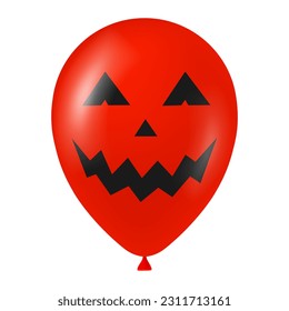 Halloween red balloon illustration with scary and funny face