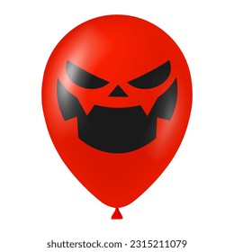 Halloween red balloon illustration with scary and funny face