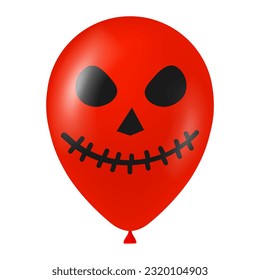 Halloween red balloon illustration with scary and funny face