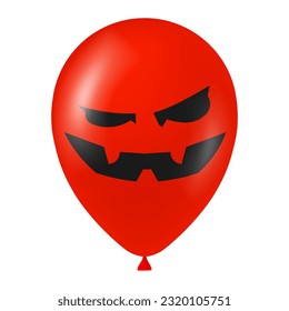 Halloween red balloon illustration with scary and funny face