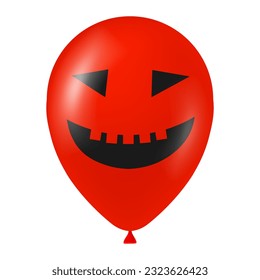 Halloween red balloon illustration with scary and funny face