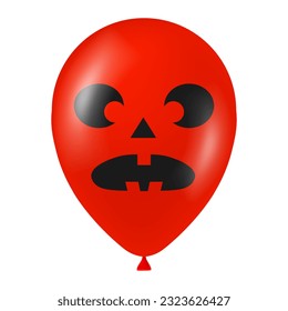 Halloween red balloon illustration with scary and funny face