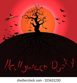 Halloween red poster. Vector illustration.