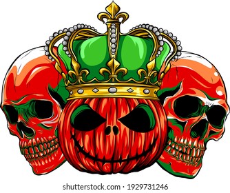 Halloween red skull with pupmkids isolation vector image