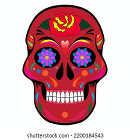 Halloween red skull Vector and illustrations on white background.