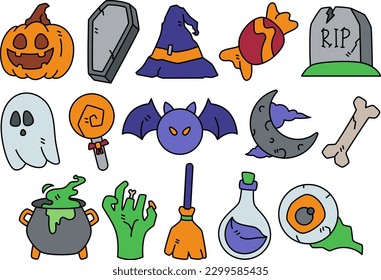 Halloween Related Element Illustration Set