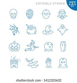 Halloween related icons. Editable stroke. Thin vector icon set