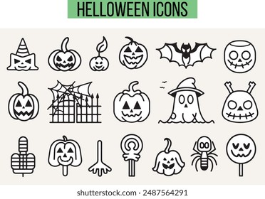 Halloween Related Icons, Linear icon collection, vector