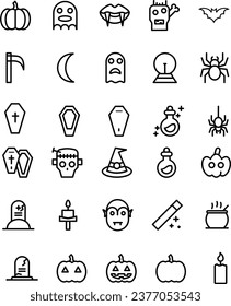 Halloween related icons are simple. With an outline style.