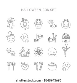 Halloween related line icon set.