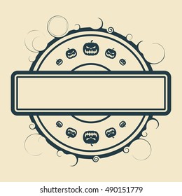 Halloween relative stamp pattern. Pumpkin icons and blank text field