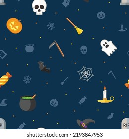 Halloween repeatable pattern on dark blue background