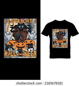  Halloween Retro Cat Lover Sublimation Design – Halloween T-shirt Design – Halloween Vector Graphic. Halloween T-Shirt illustration.Printable Sublimation Design.