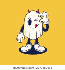 Halloween Retro Mascot Character Illustration