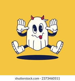 Halloween Retro Mascot Character Illustration