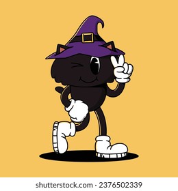 Halloween Retro Mascot Character Illustration