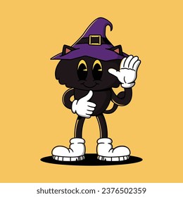 Halloween Retro Mascot Character Illustration