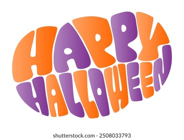 Halloween retro pop typography. Vector illustration. Purple and orange gradient colors. White background.
