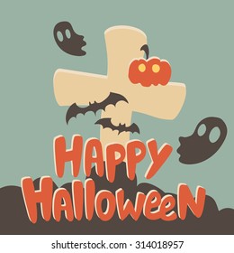 Halloween retro poster. Vector illustration