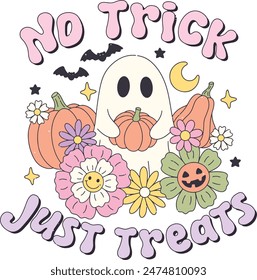 Halloween Retro Stil Sublimation Illustration 