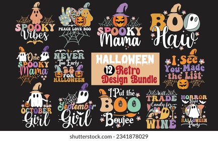 Halloween Retro T-Shirt Design Bundle