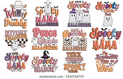 Halloween Retro T-Shirt Design Bundle