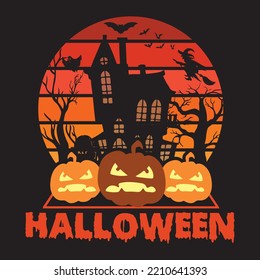 Halloween retro and vintage t-shirt design