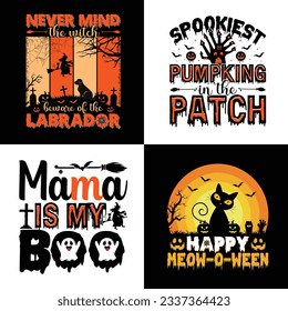 Halloween Retro Vintage Typography Vector T Shirt Design, Halloween Background Horror Pumpkin Spooky Boos.
